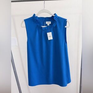 J. Crew Factory Ruffleneck Top (Electric Blue)